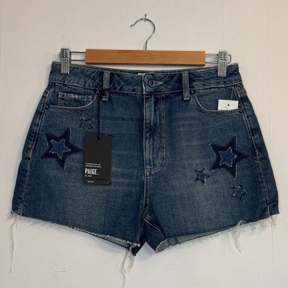 NWT | PAIGE Star Embroidered Denim Shorts- Jimmy Jimmy Cutoff | Size 27